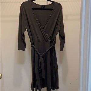 Plus Size Olive Green Long Sleeve Swing Dress